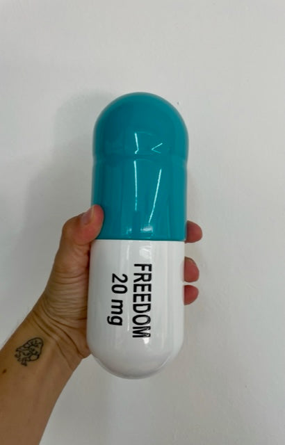 Ceramic Freedom Pill - Turquoise and white