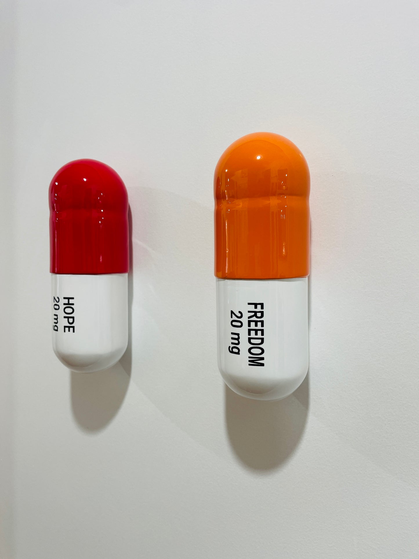 20 MG Hope Freedom pill Combo (red, orange, white) - figurative sculpture