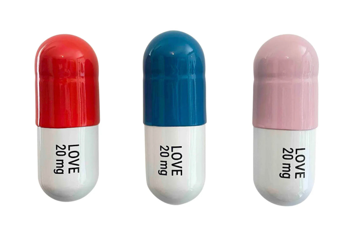 20 MG Love pill Combo (light pink, turquoise and orange) - figurative sculpture