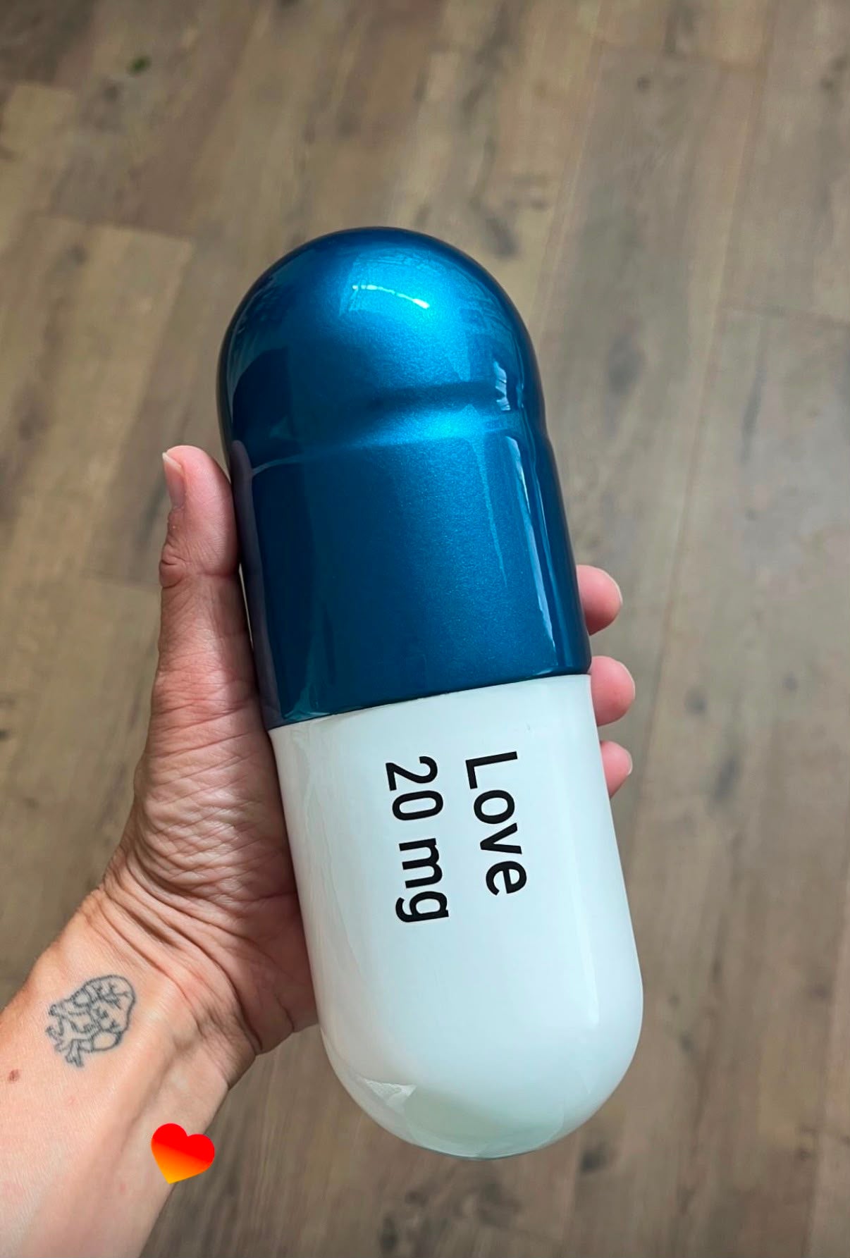 Ceramic Love Pill - Metallic Blue and White