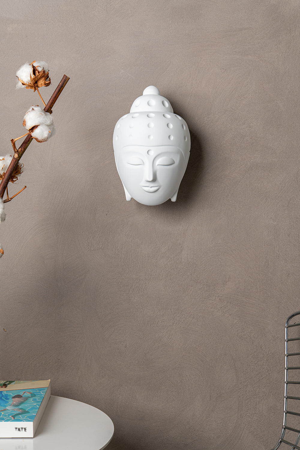 Ceramic Buddha Head Sculpture - White