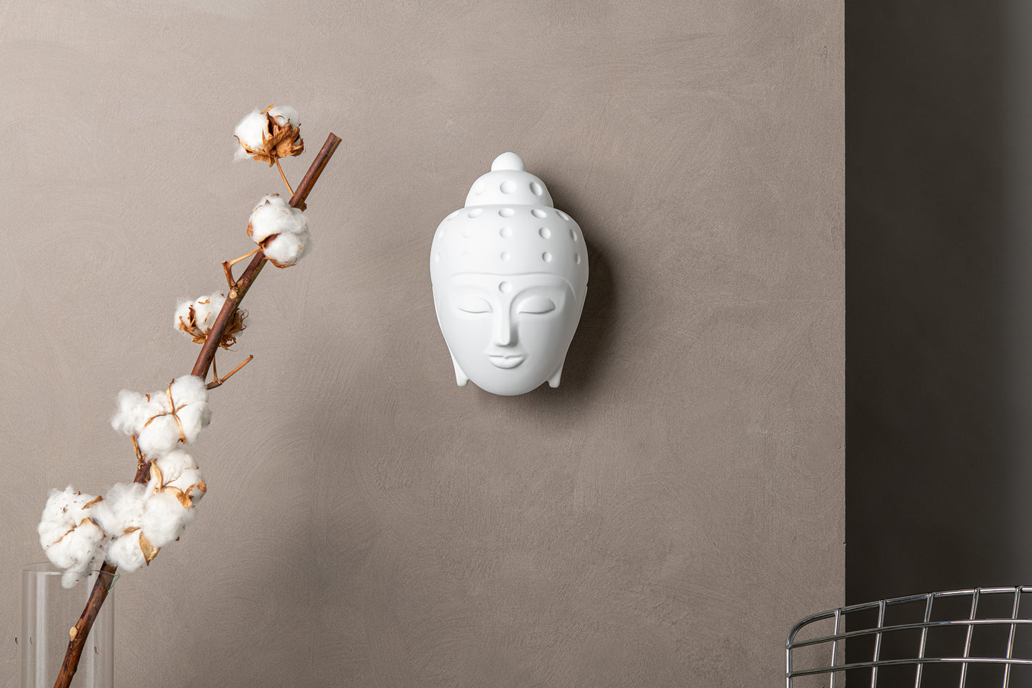 Ceramic Buddha Head Sculpture - White