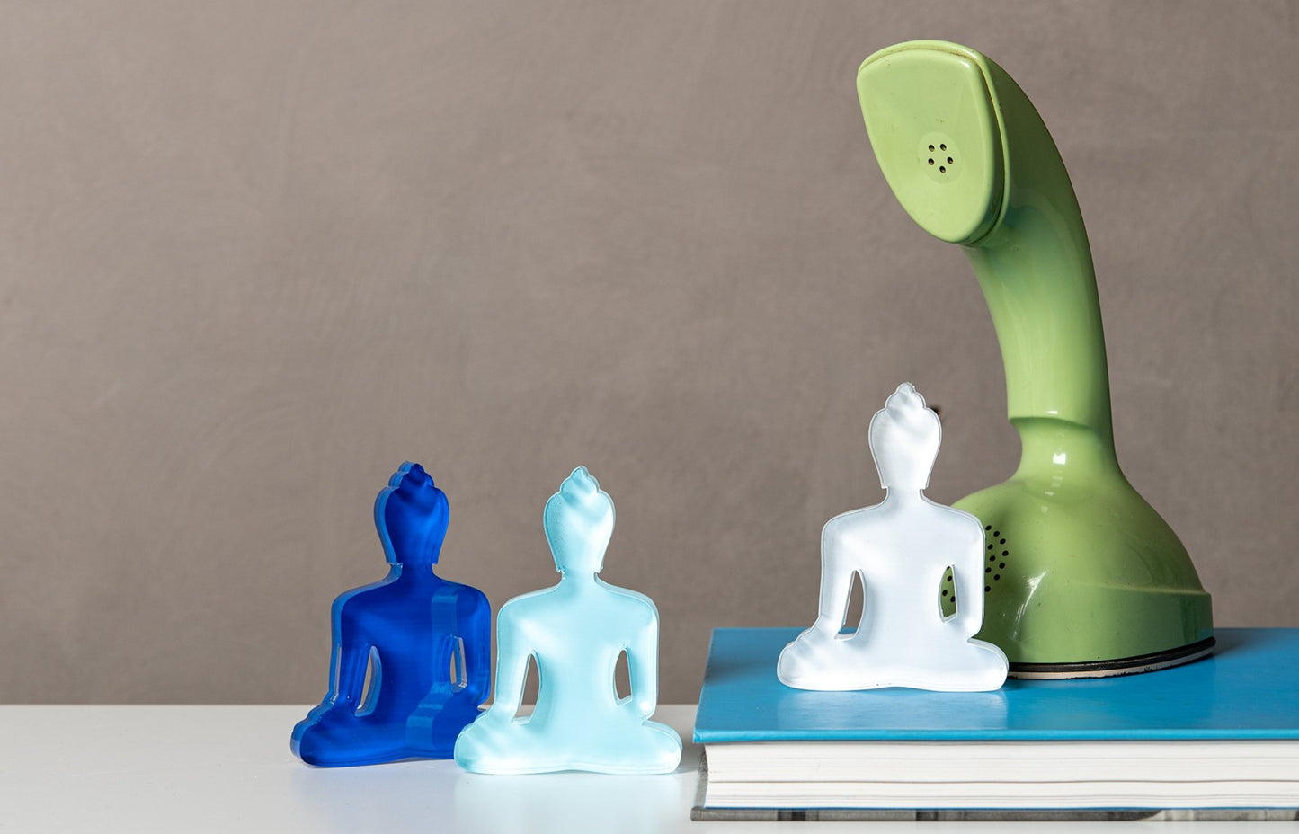 Buddha statue set of 3 - Blue, Light Blue and White