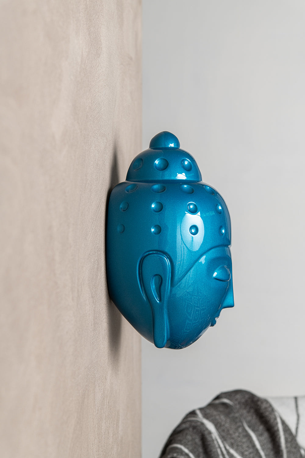 Ceramic Buddha Head Sculpture - Metalic Turquoise
