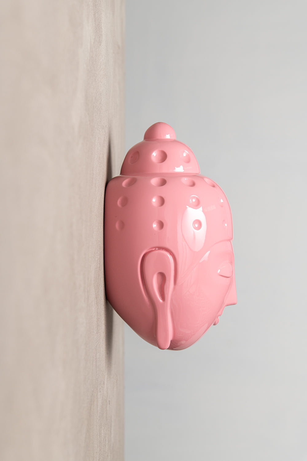 Ceramic Buddha Head Sculpture - Light Pink