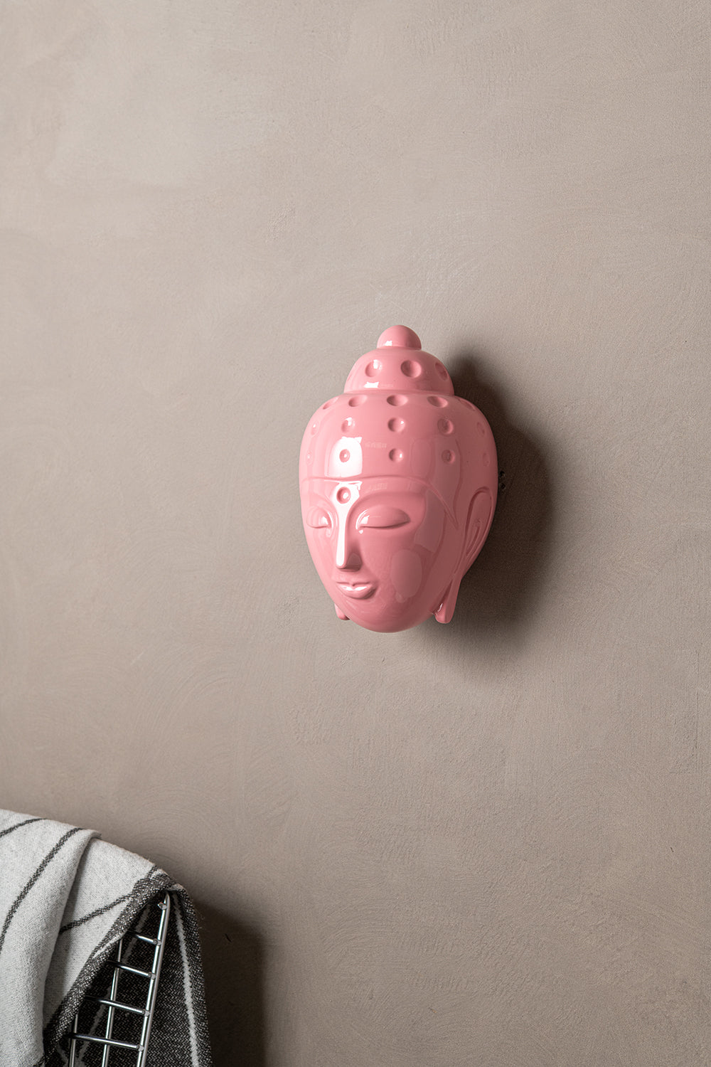 Ceramic Buddha Head Sculpture - Light Pink