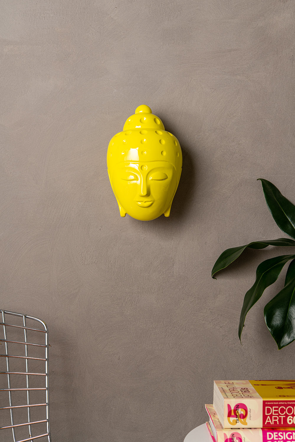 Ceramic Buddha Head Sculpture - Bright Yellow