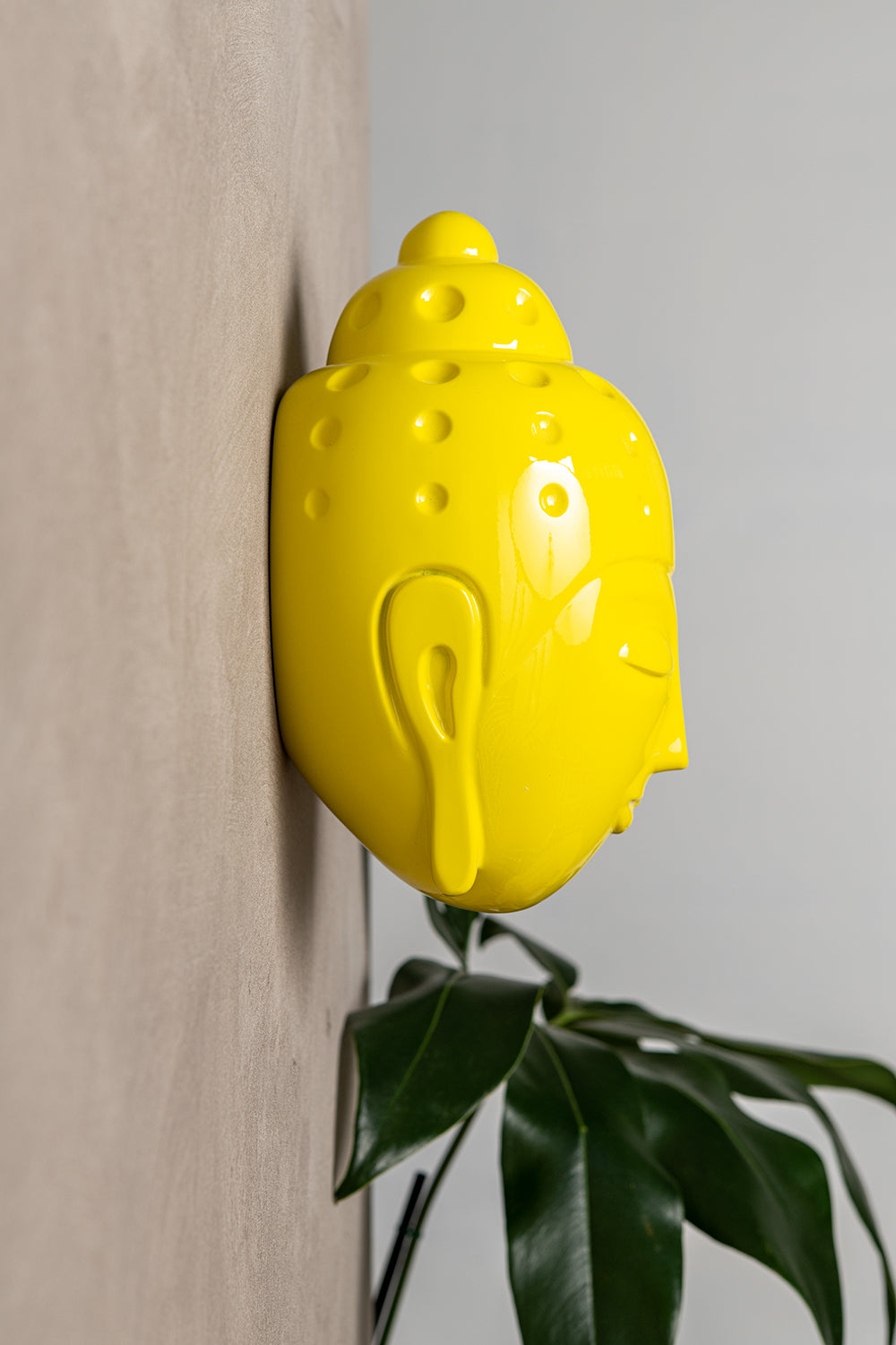 Ceramic Buddha Head Sculpture - Bright Yellow