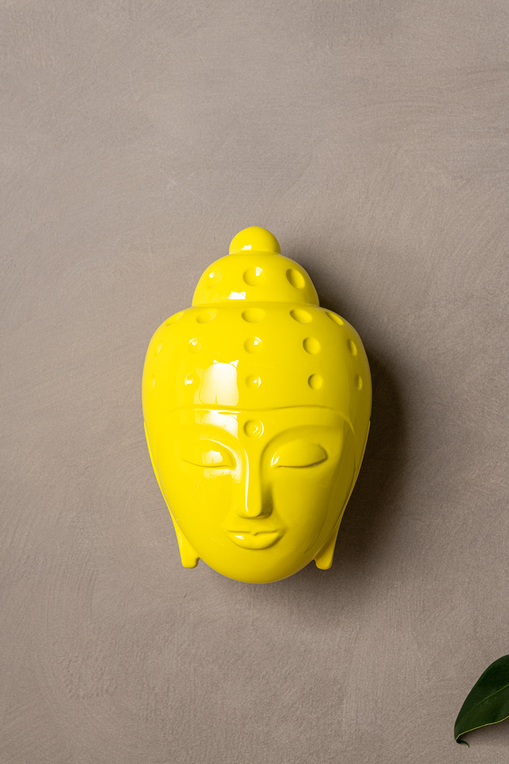 Ceramic Buddha Head Sculpture - Bright Yellow