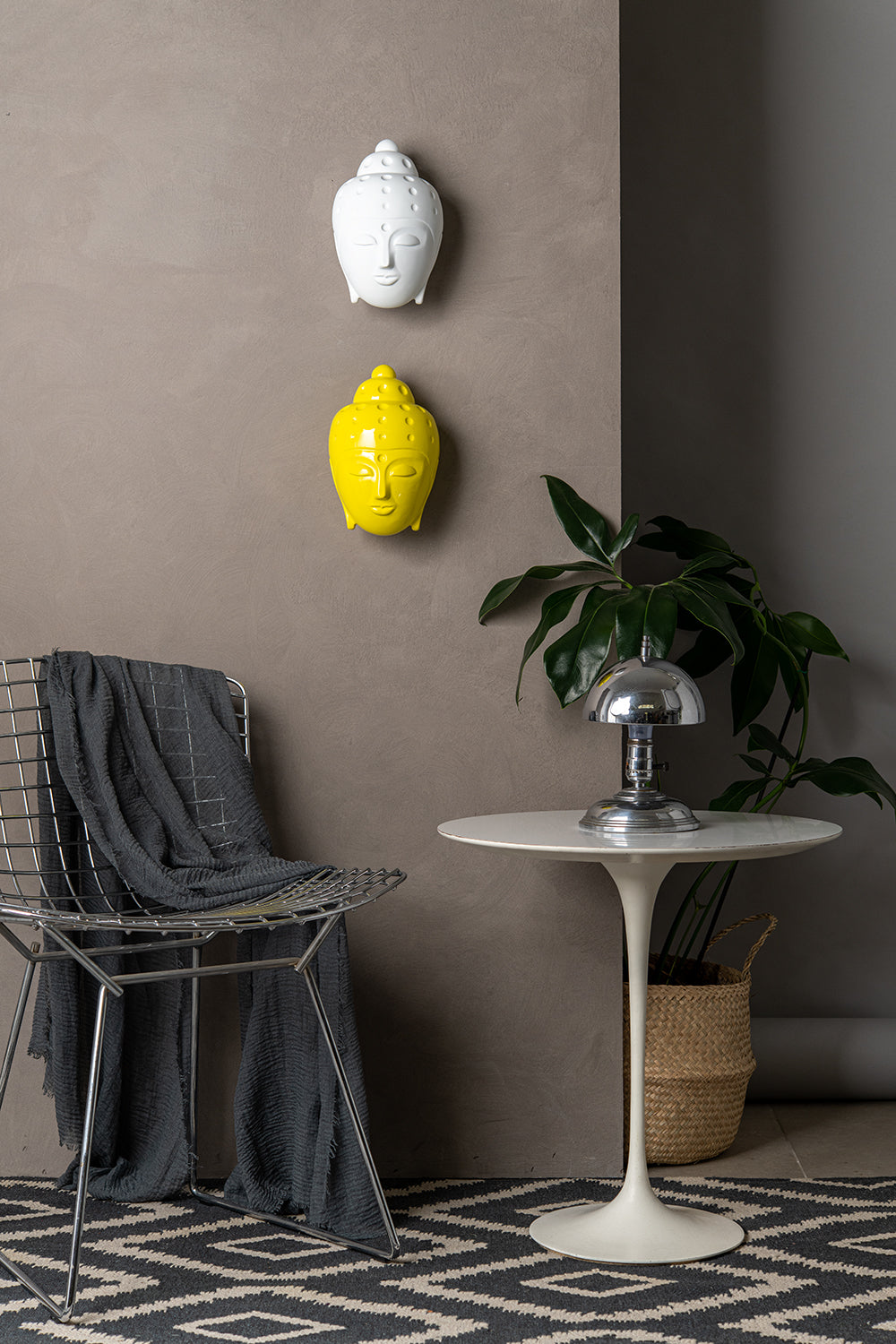 Ceramic Buddha Head Sculpture - White