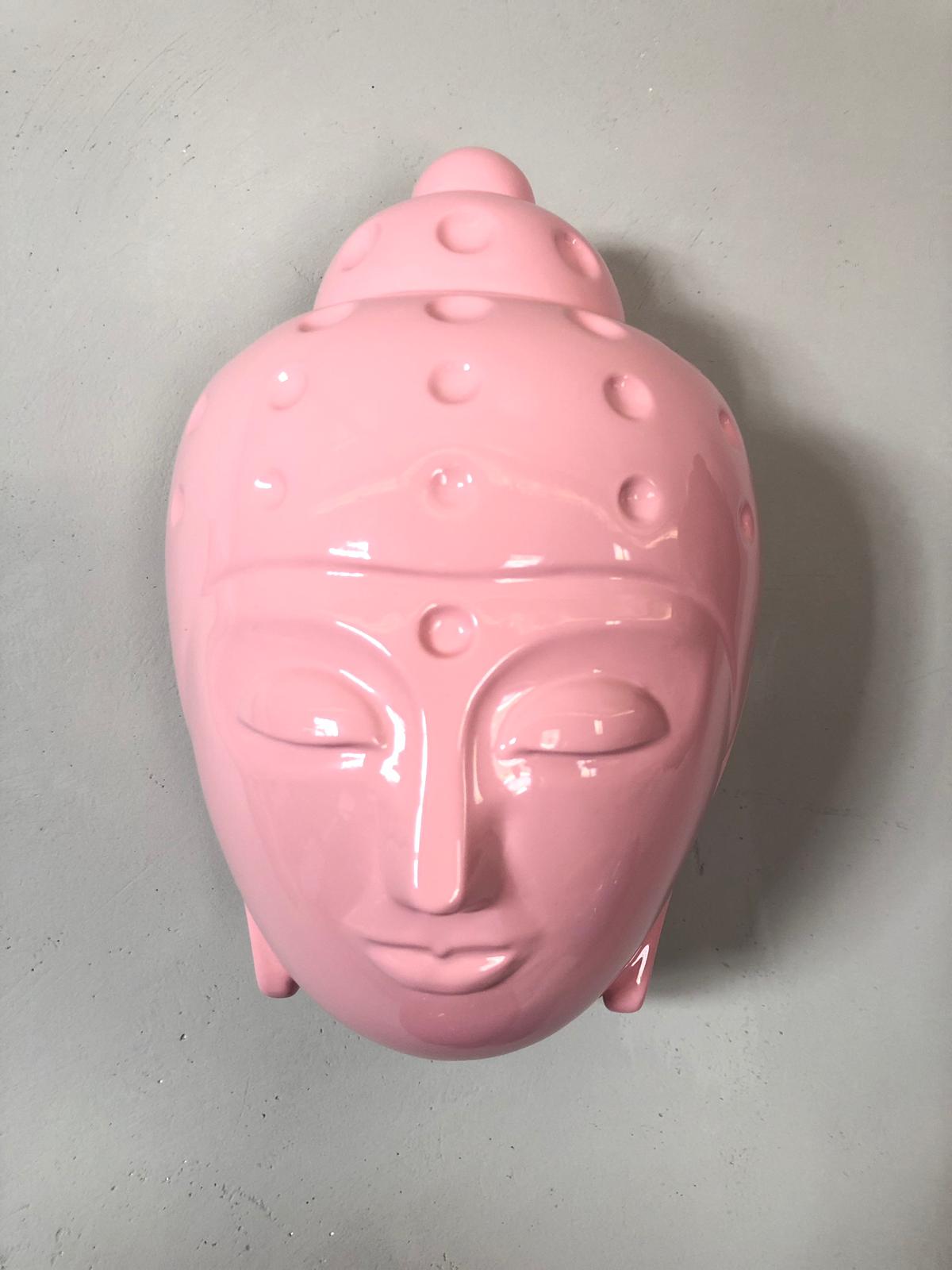 Ceramic Buddha Head Sculpture - Light Pink