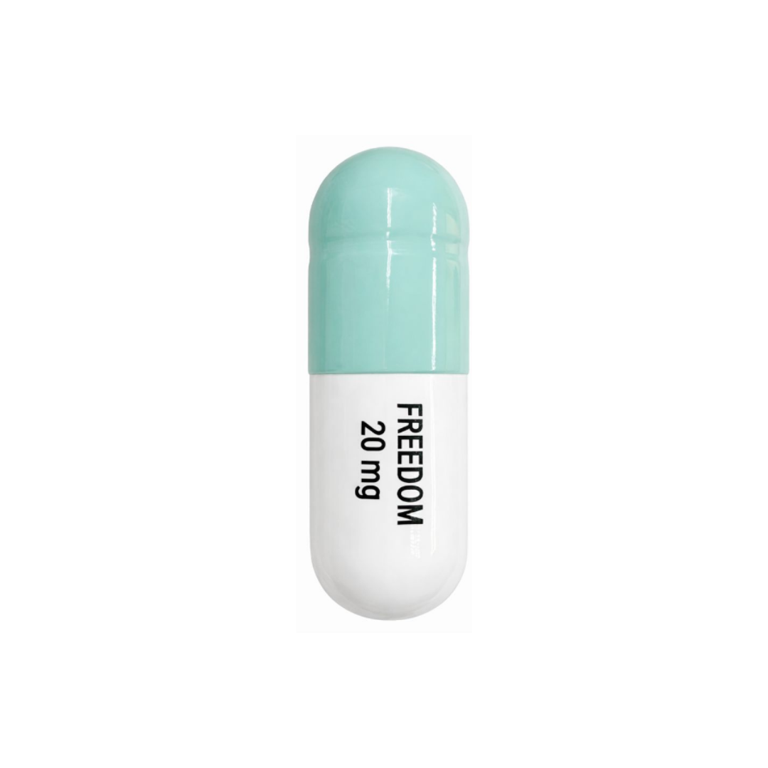 Ceramic Freedom Pill - Mint green and white