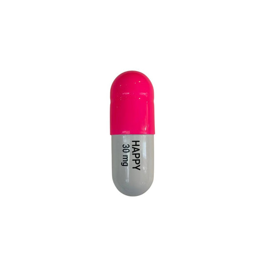 Ceramic Happy Pill 30 mg - Fluorescent pink and White