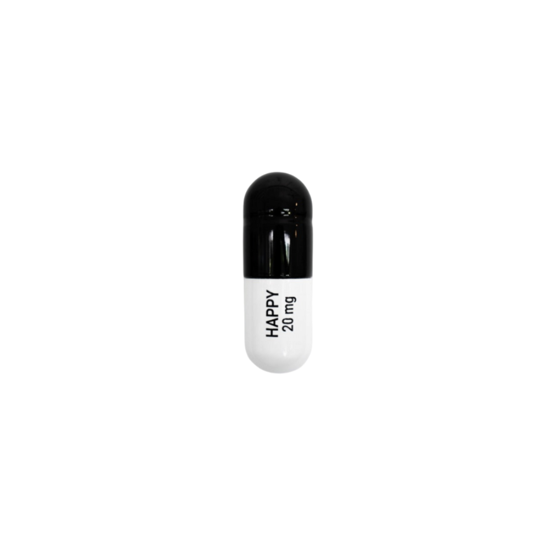 Ceramic Happy Pill - Black and White
