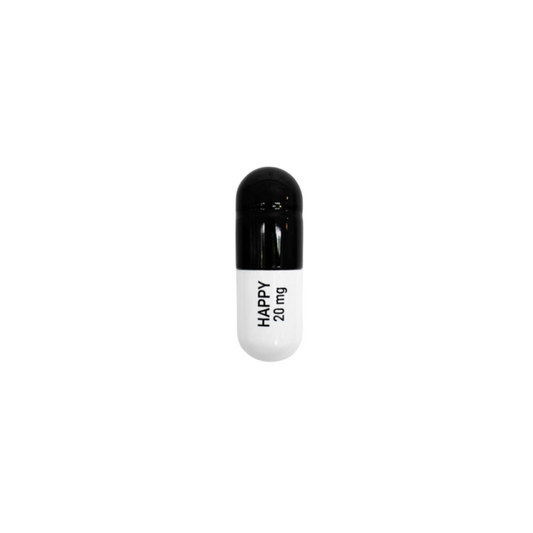 Ceramic Happy Pill - Black and White