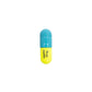 Ceramic Happy Pill - Turquoise and Fluorescent Yellow