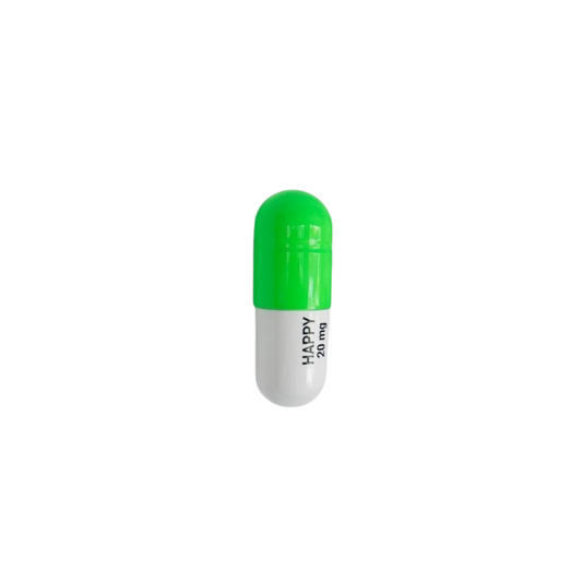 Ceramic Happy Pill - Fluorescent Green and White