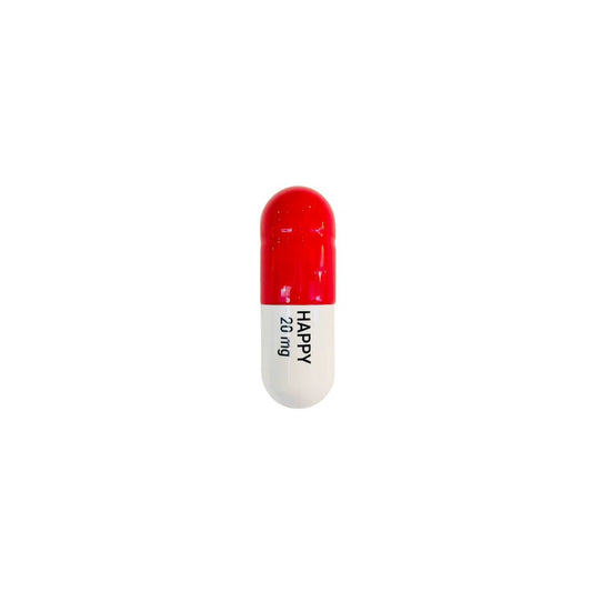Ceramic Happy Pill - Red and White