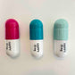 20 MG Happy pill Combo (turquoise, mint green and pink) - figurative sculpture