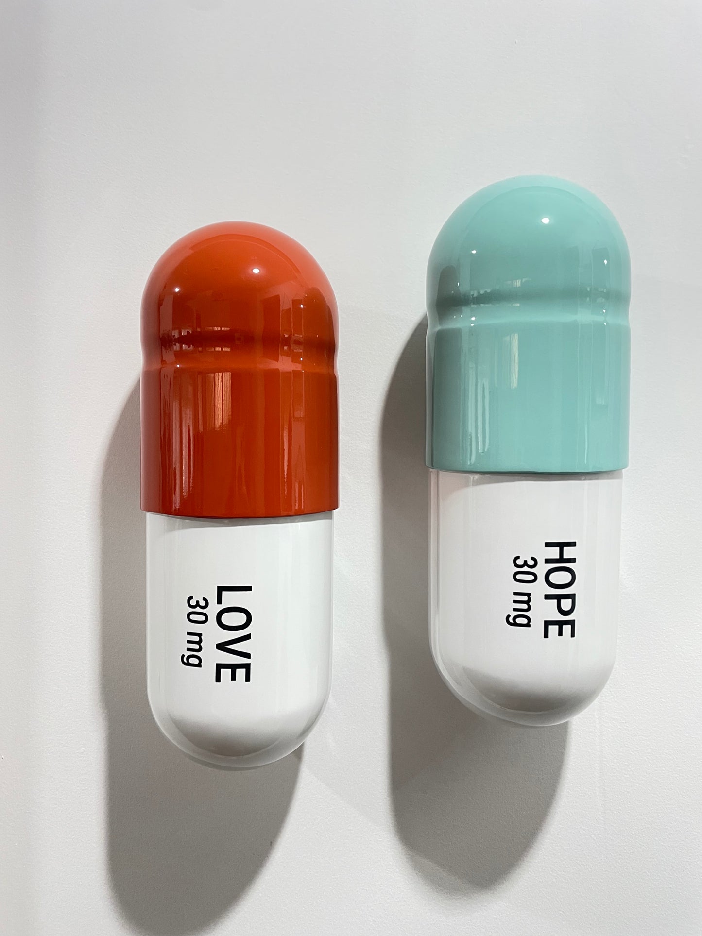 30 MG Hope Love pill Combo (mint green, orange, white) - figurative sculpture