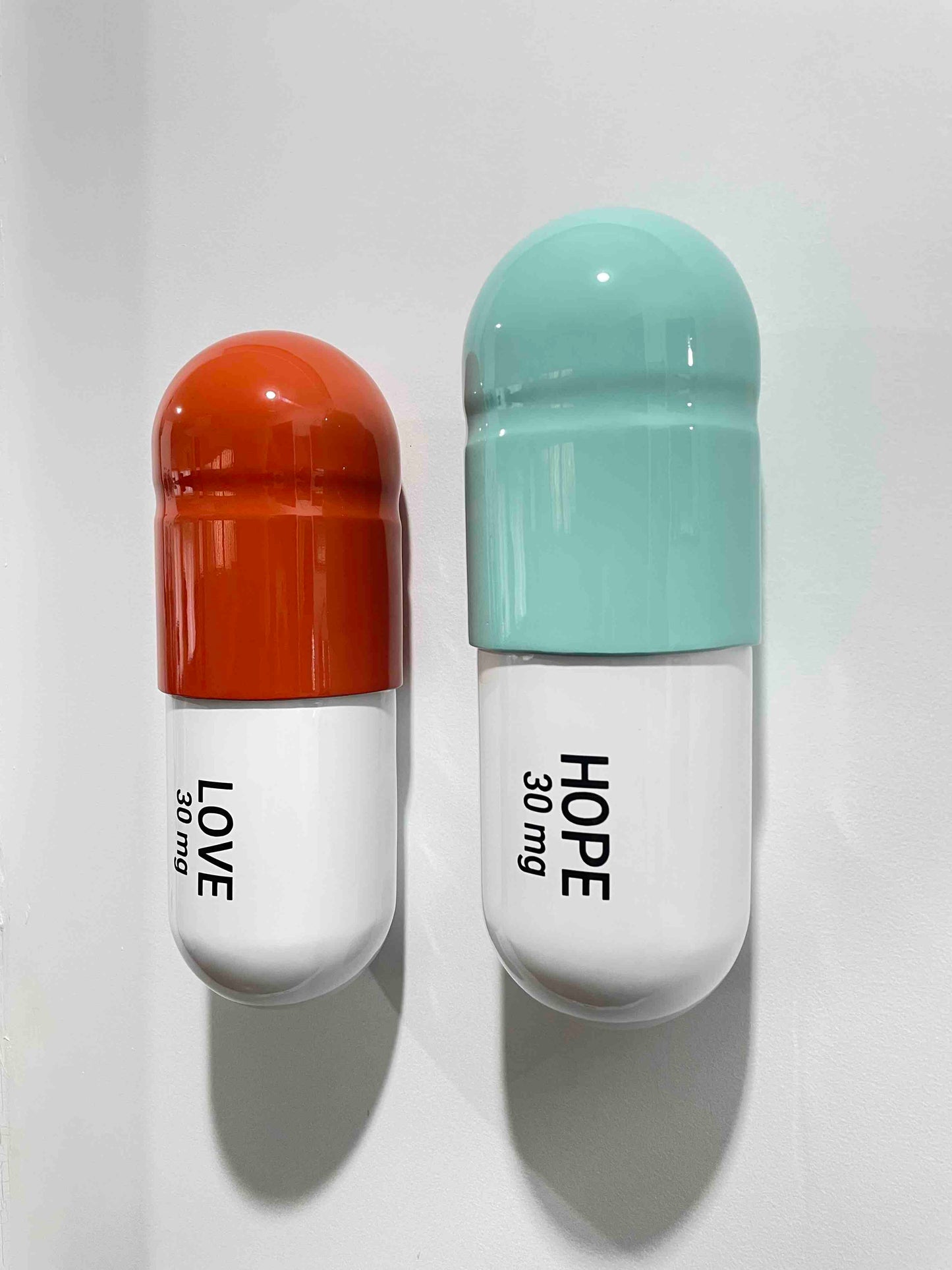 30 MG Hope Love pill Combo (mint green, orange, white) - figurative sculpture