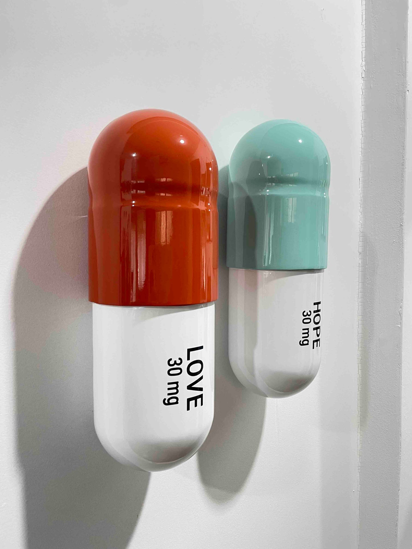 30 MG Hope Love pill Combo (mint green, orange, white) - figurative sculpture