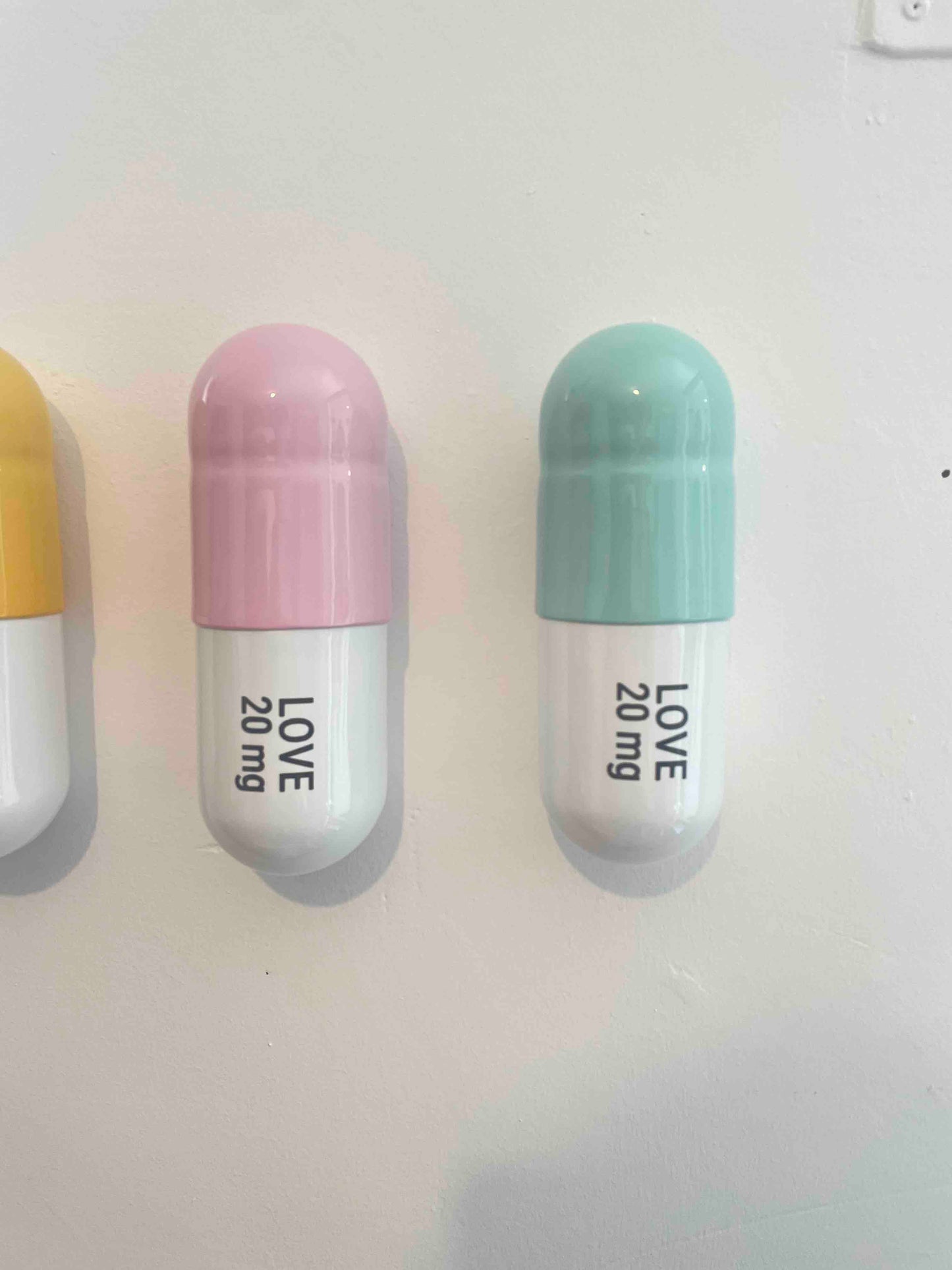 20 MG Love pill Combo (mint green, yellow and light pink) - figurative sculpture