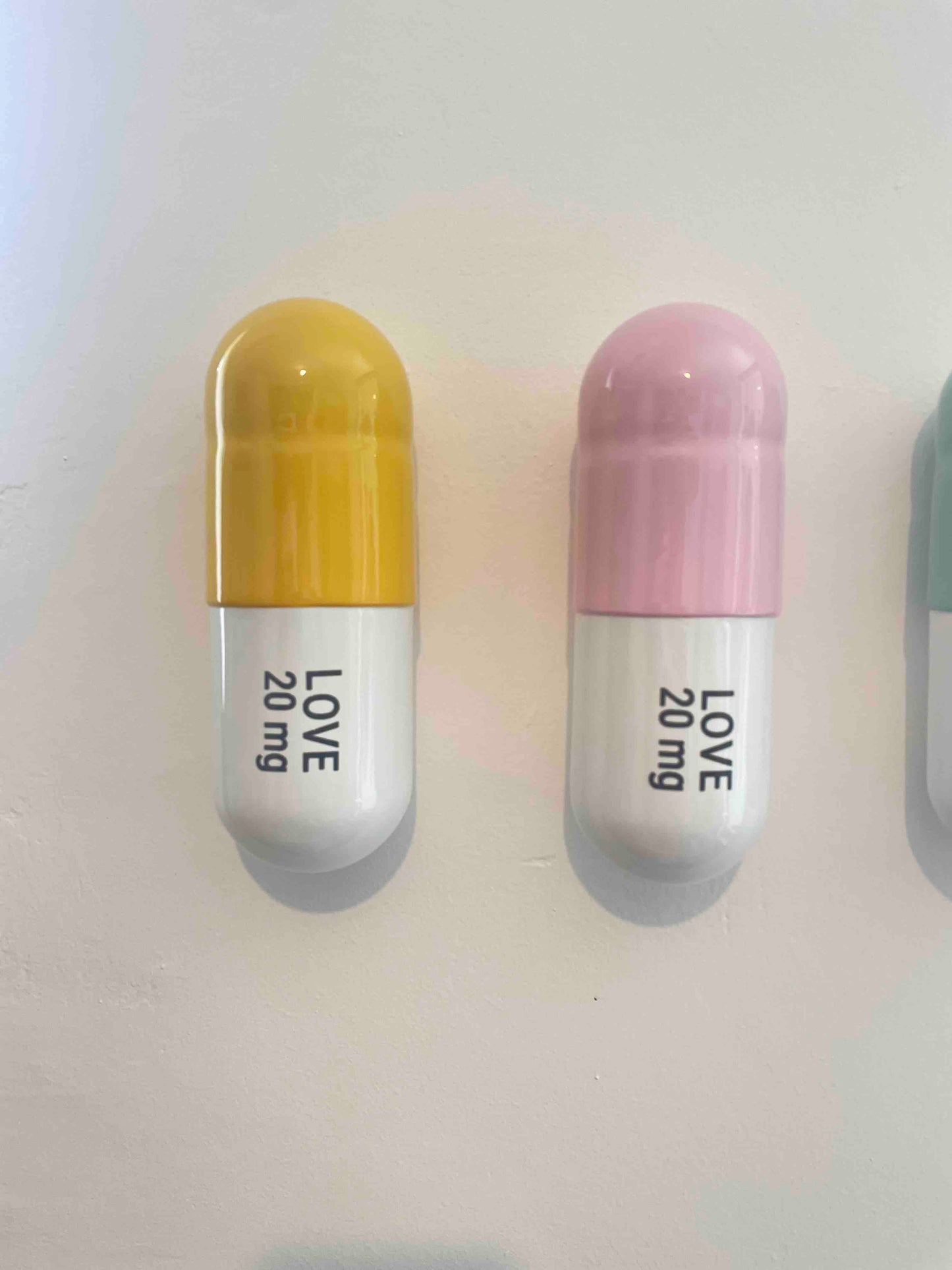 20 MG Love pill Combo (mint green, yellow and light pink) - figurative sculpture