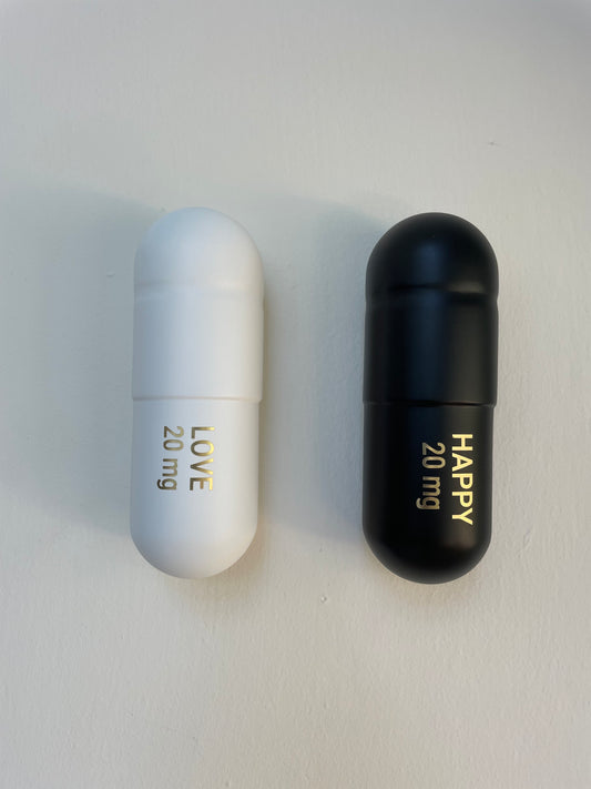 20 MG Love Happy matte pill Combo (white, black) - figurative sculpture