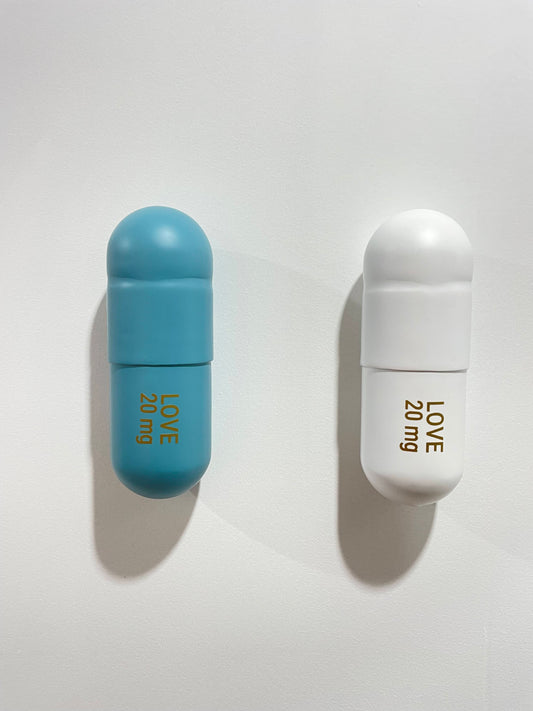 20 MG Love Hope matte pill Combo (turquoise, white) - figurative sculpture