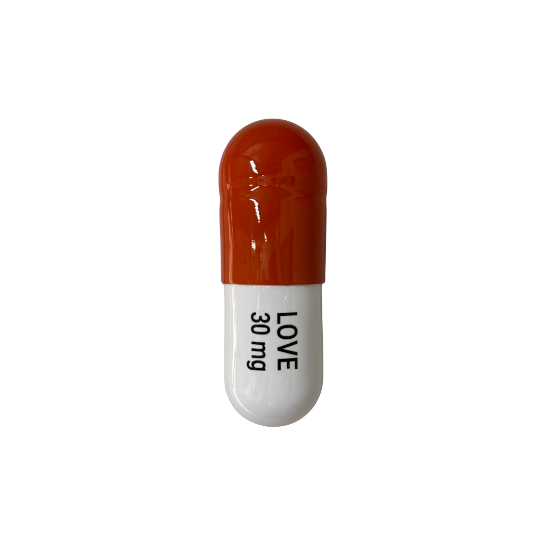 Ceramic Love Pill - Orange and White