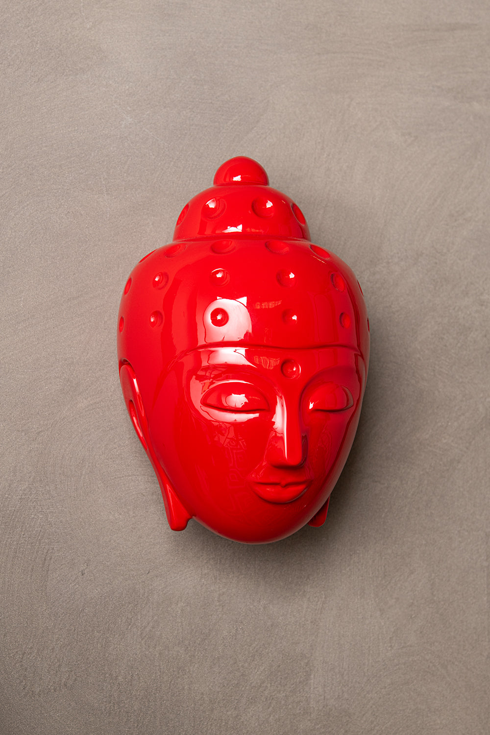 Ceramic Buddha Head Sculpture - Luminous Red