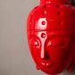 Ceramic Buddha Head Sculpture - Luminous Red