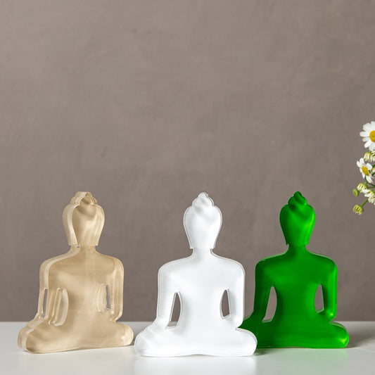 Beige, White, Green Buddha set