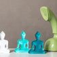 Buddha statue set of 3 - White, Light turquoise and Dark Turquoise