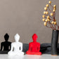 Buddha statue set of 3 - Black, White and Red