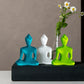 Buddha statue set of 3 - Turquoise, White and Neon Green