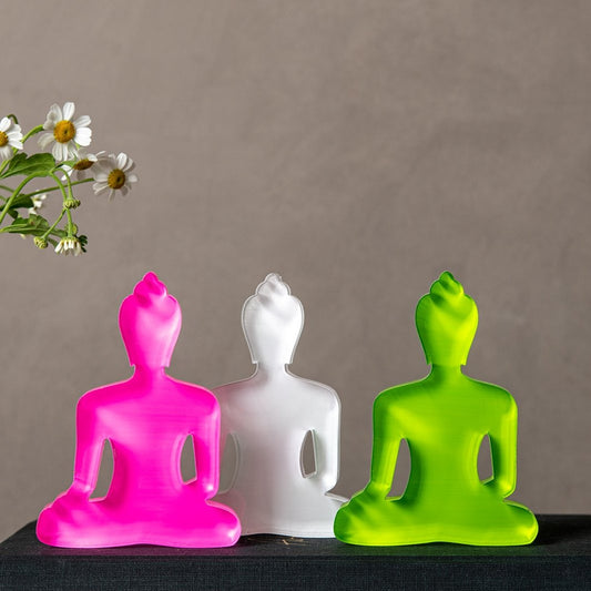 Neon Pink, White, Neon Green Buddha set