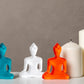 Buddha statue set of 3 - Turquoise, White and Orange