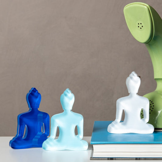 Buddha statue set of 3 - Blue, Light Blue and White