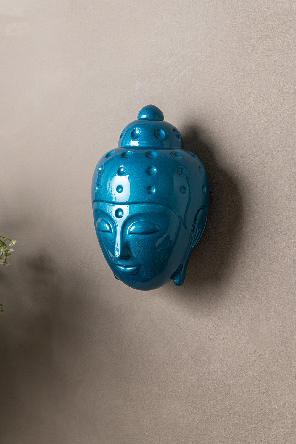 Ceramic Buddha Head Sculpture - Metalic Turquoise