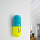 Ceramic Happy Pill - Turquoise and Fluorescent Yellow