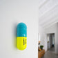 Ceramic Happy Pill - Turquoise and Fluorescent Yellow