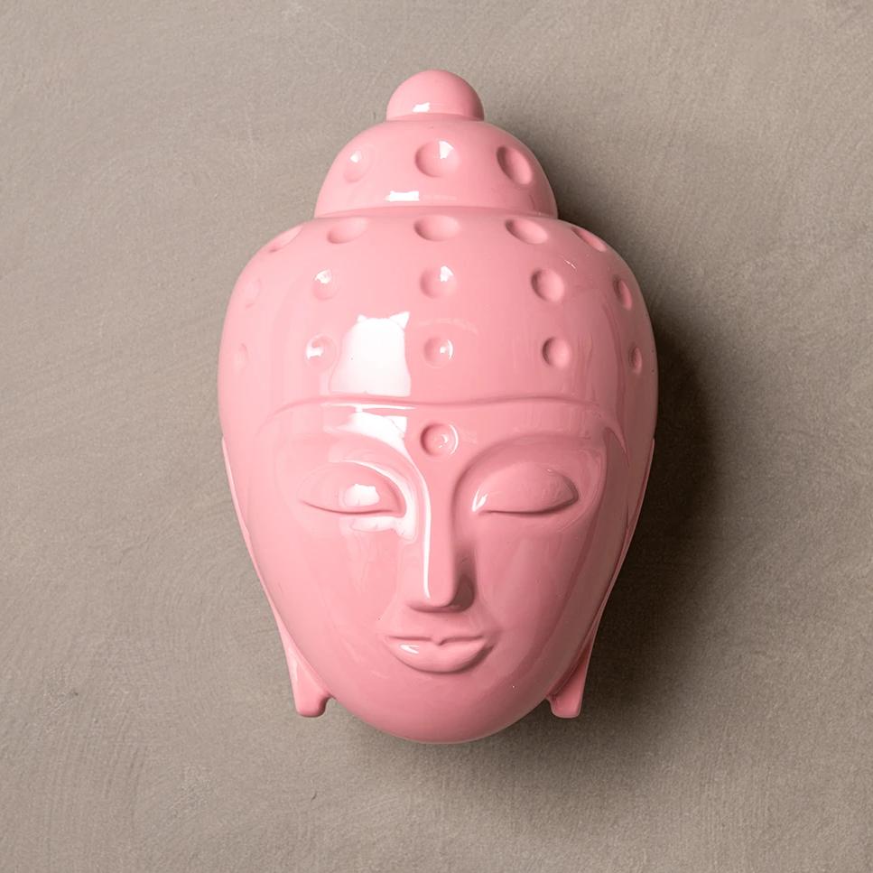 Ceramic Buddha Head Sculpture - Light Pink