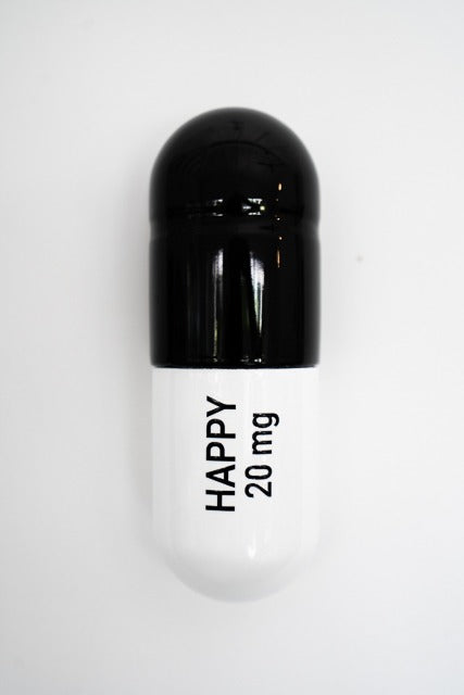 Ceramic Happy Pill - Black and White