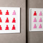 Nine No. 10 & 11 - diptych pink and red buddha wall sculpture