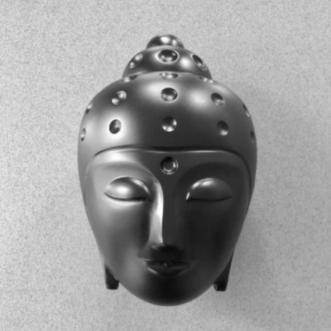 3D Printed Buddha Head Sculpture - Matte Black