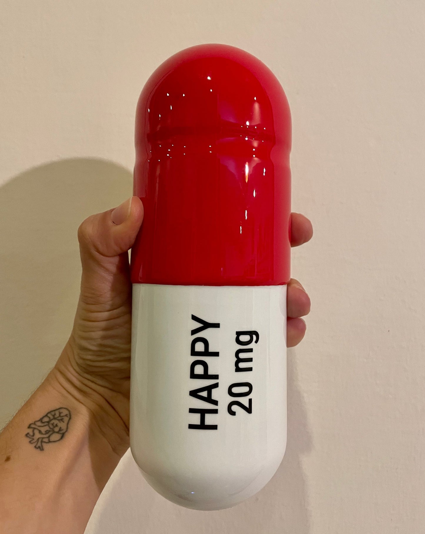 Ceramic Happy Pill - Red and White