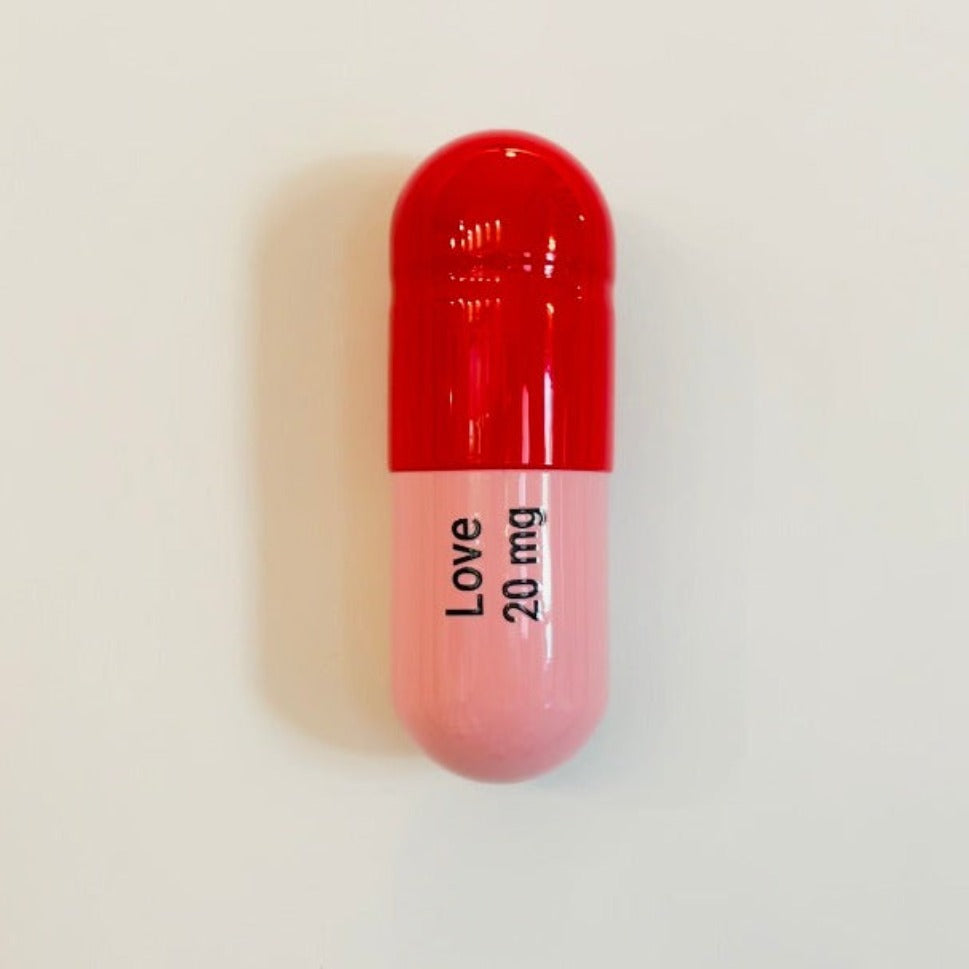 Ceramic Love Pill - Red and Light Pink