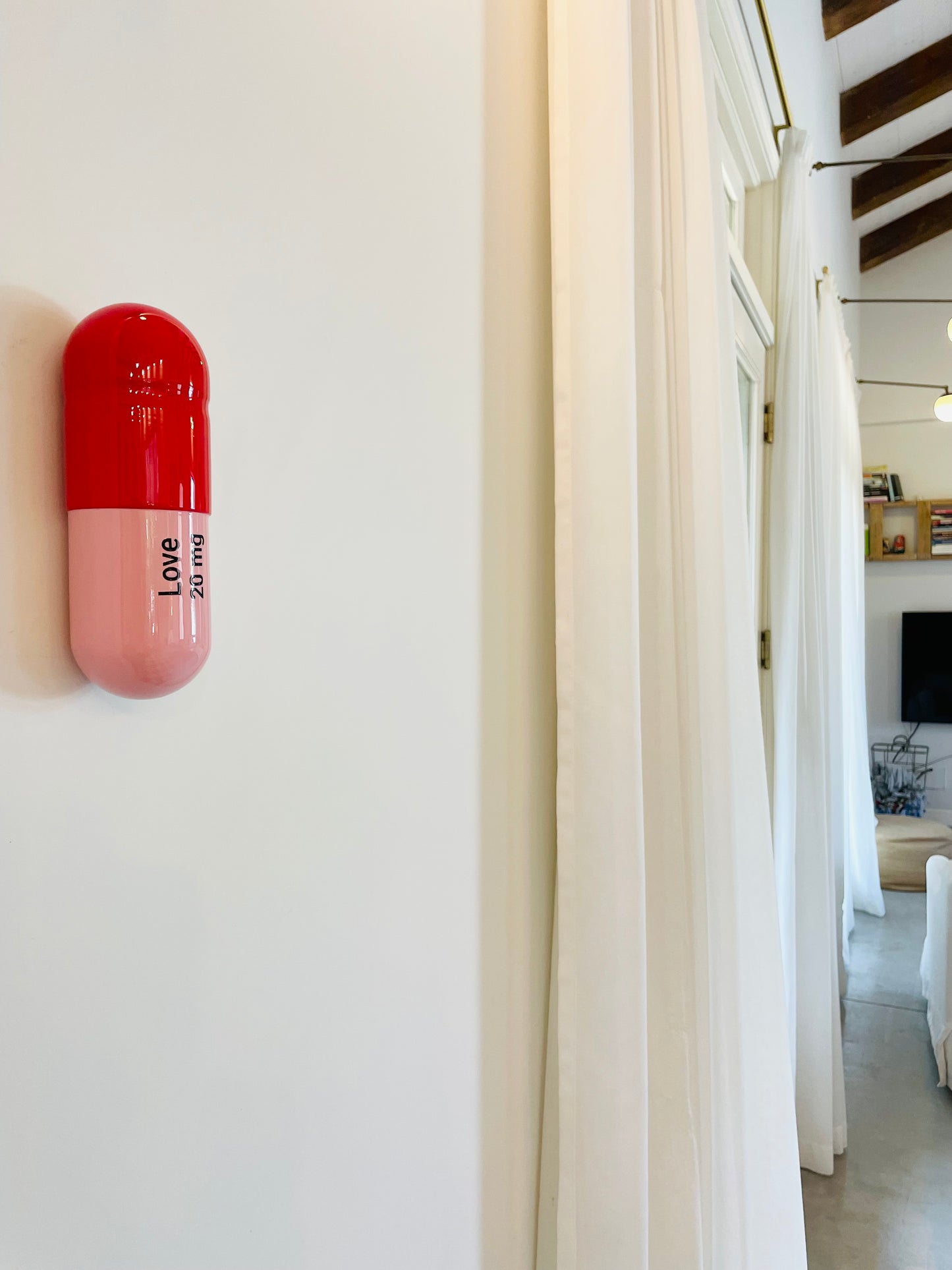 Ceramic Love Pill - Red and Light Pink